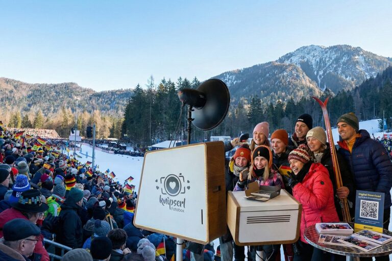 Knipserl Fotobox beim Biathlon Ruhpolding. Ideal für Firmenfeiern, Messen und Events.